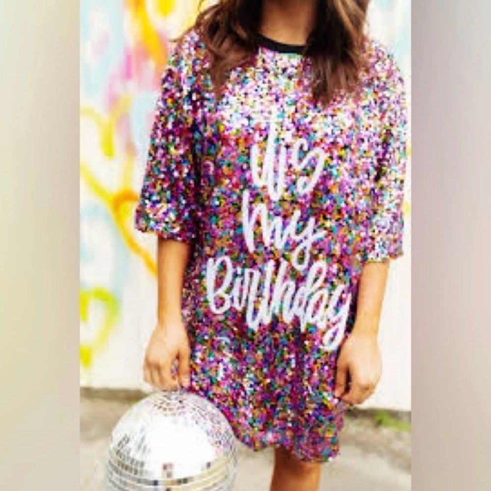 Why Dress Sequin "It's My Birthday" Multicolor Dress